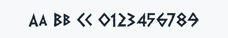 Rzeczywista próbka kroju Dalek — Aa Bb Cc 0123456789