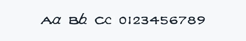 Rzeczywista próbka kroju Klee CapScript — Aa Bb Cc 0123456789