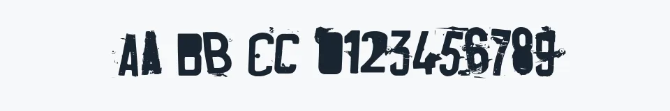 Rzeczywista próbka kroju Fucked Plate — Aa Bb Cc 0123456789