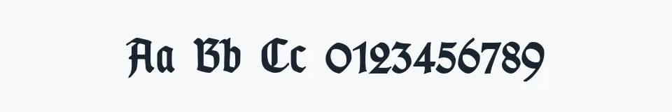 Rzeczywista próbka kroju TypographerGotisch D — Aa Bb Cc 0123456789