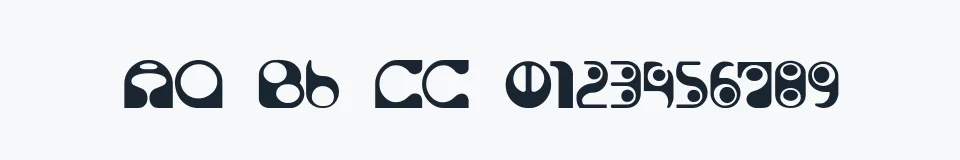 Rzeczywista próbka kroju Solange — Aa Bb Cc 0123456789