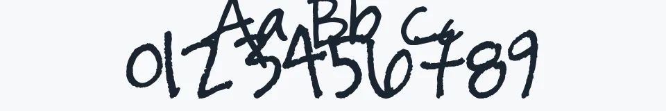 Rzeczywista próbka kroju Vaguely Repulsive — Aa Bb Cc 0123456789