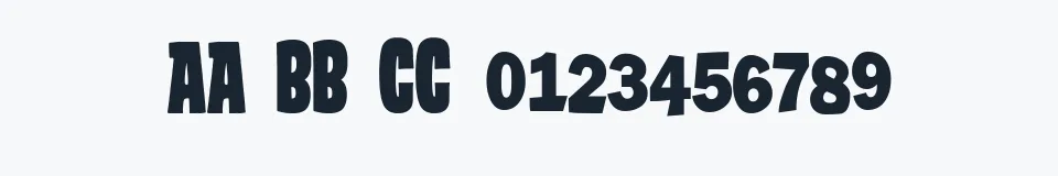 Rzeczywista próbka kroju Tan Patty — Aa Bb Cc 0123456789