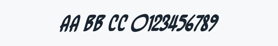 Rzeczywista próbka kroju BottleRocket BB — Aa Bb Cc 0123456789