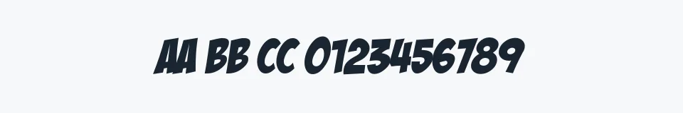 Rzeczywista próbka kroju BadaBoom BB — Aa Bb Cc 0123456789