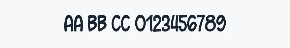 Rzeczywista próbka kroju Oh Crud BB — Aa Bb Cc 0123456789