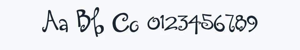 Rzeczywista próbka kroju Tingle Institute — Aa Bb Cc 0123456789