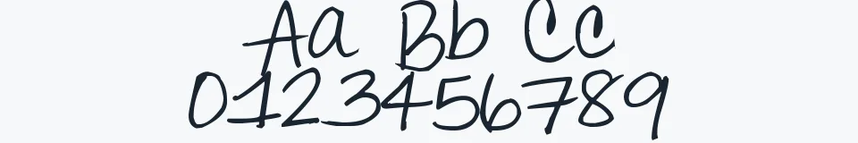 Rzeczywista próbka kroju Pea Alesa — Aa Bb Cc 0123456789