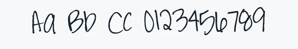 Rzeczywista próbka kroju Pea Carrie Script — Aa Bb Cc 0123456789
