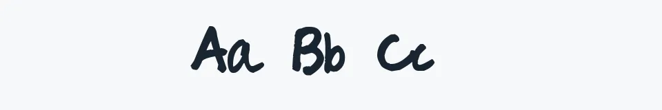Rzeczywista próbka kroju Pea Friend — Aa Bb Cc 0123456789