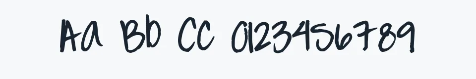 Rzeczywista próbka kroju Pea Jessi — Aa Bb Cc 0123456789