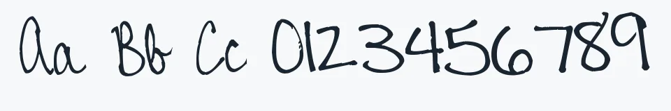 Rzeczywista próbka kroju Pea Johanna Script — Aa Bb Cc 0123456789
