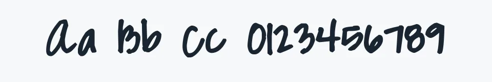 Rzeczywista próbka kroju Pea Marcie — Aa Bb Cc 0123456789