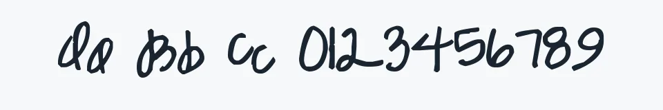 Rzeczywista próbka kroju Pea Marcie Script — Aa Bb Cc 0123456789